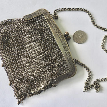 Antique Silver Plate Mesh Purse as is 