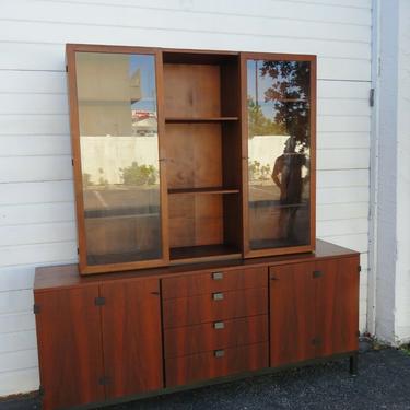 Mid Century Modern 2 Part China Display Cabinet Credenza Sideboard 1986