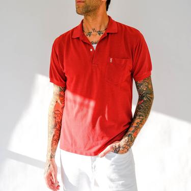 Vintage 80s Yves Saint Laurent Maroon Red Polo w/ Embroidered Logo Pocket | 100% Cotton | Tennis, Golf, Preppy | 1980s YSL Designer Shirt 