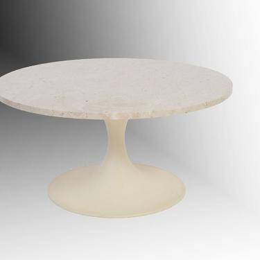 Marble Topped Tulip Based  Coffee Table Side Table 1970 Eero Saarinen style mid century modern 