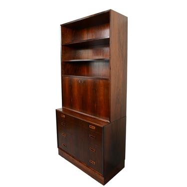 Rosewood Wall Unit Desk Bar Bookcase Drawers Ly
