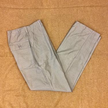 Marked Size 30x35 (28x34) New Old Stock Vintage Men’s 1960s US Army OG-107 Cotton Sateen Button Fly Baker Pants Utility Trousers 