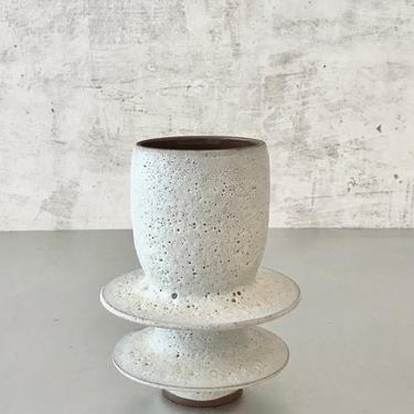 SHIPS NOW- 7” tall stoneware bud vase glazed in textural crater white matte by Sara Paloma Pottery 