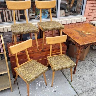 Four Piece Set of Mid Century Modern Side Chairs, maple
