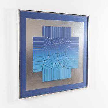 Blue and Silver Abstract Print 