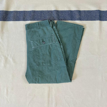 Size 32x23 Vintage 1960s US Army OG-107 Cotton Sateen Fatigues Utilities Baker Pants 
