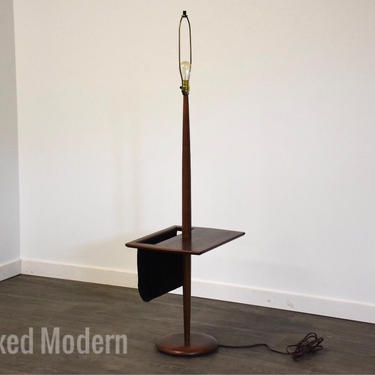 Walnut Floor Lamp End Table 