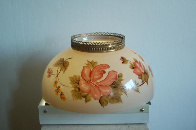 Vintage Hand Painted Fl Rose, Vintage Painted Glass Lamp Shades