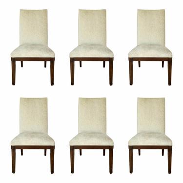 Henredon Modern Off-White Cut Velvet Dining Chairs - Set of 6