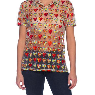 Iconic-spring-1997 Gianni Versace Ad Campaign Jim Dine Sheer Heart Shirt Size: L 