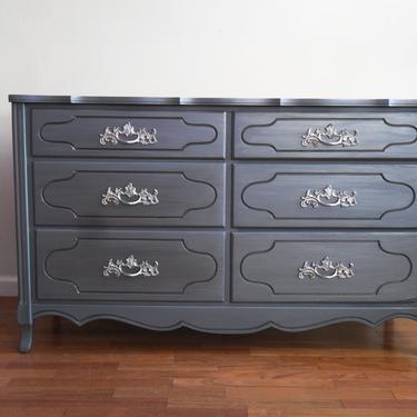 SOLD***French Steel Grey Metallic Dresser/Baby Changing Table 