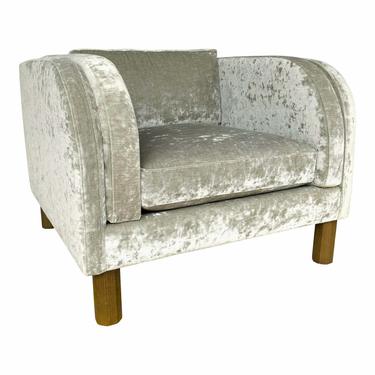 Modern Gray Crushed Velvet Club Chair