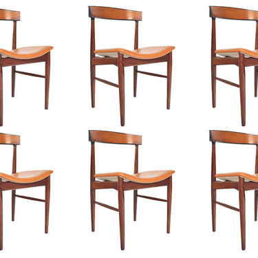 Set of Six Danish Mid Century Modern Model 10 Rosewood Dining Chairs by Johannes Andersen 