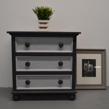 Dark grey and light grey Small Dresser with three drawers / chest / side table / accent table / Tv stand by Unique