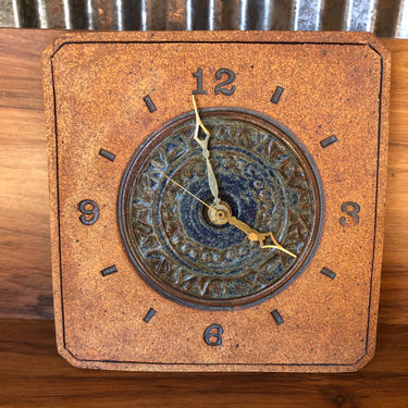 Mid Century Modern Ceramic Glazed Wall Clock, FREE Continental US Shipping 