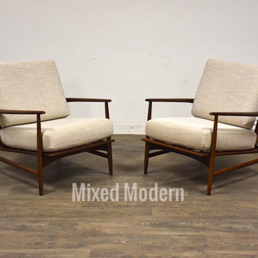 Ib Kofod Larsen for Selig Danish Modern Lounge Chairs - A Pair 