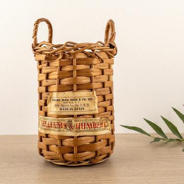 Vintage Wicker Wine Basket, Woven Rattan Bottle Holder 