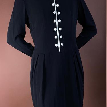 vintage black and white long sleeved shift dress medium 