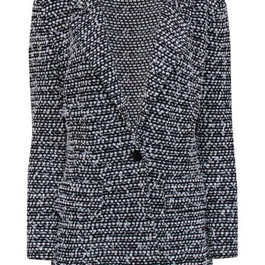St. John - Black & White Textured Knit Longline Jacket Sz 12
