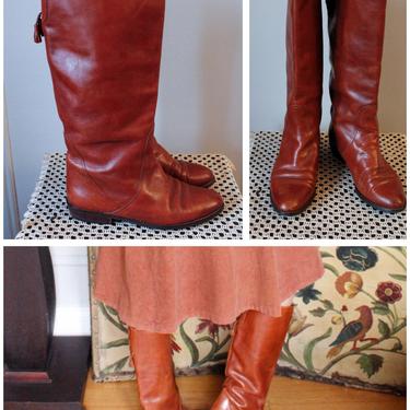 1970s boots // Orcade Leather Tan Boots // vintage 70s boots // sz 38 