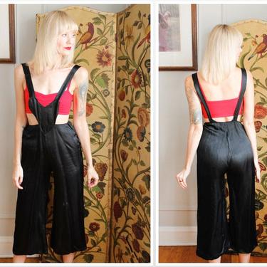 EARLY 1930s Overalls // RARE Hearts Desire Black Sateen Overalls // vintage 30s overall jumpsuit 