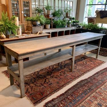 Vintage Long Table with Lower Shelf