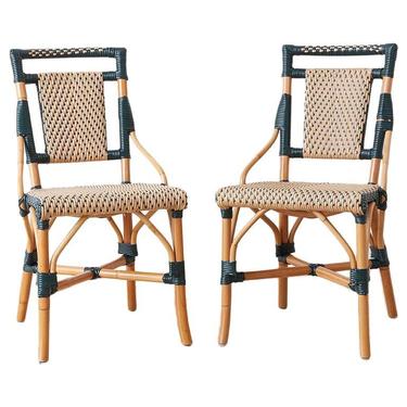 Pair of Palecek Bamboo Rattan Bistro Cafe Chairs by ErinLaneEstate