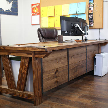 Desk Barn Door Style - Solid Wood Rustic / industrial / urban furniture / office furniture / Farmhouse 