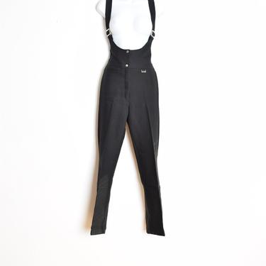 vintage 80s jumpsuit White Stag black ski stirrup suspender pants outfit M clothing one piece romper 