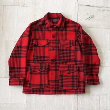 Vintage Red Wool Black Plaid Pendleton Cruiser Shirt Jacket | M | 
