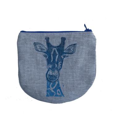 Animal Spirit Pouch with Giraffe in Blue Ombre'
