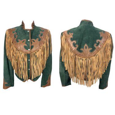 Fringe Leather Jacket, Vintage Western, Suede Leather Jacket, Cowgirl, Cowboy | Diamond Leathers, 80's Clothing, Rodeo Jacket,Western Size 8 
