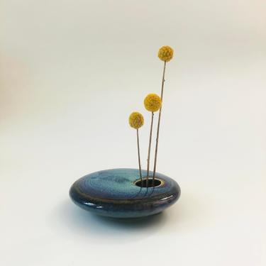 Vintage Disk Shaped Studio Pottery Ikebana Vase 
