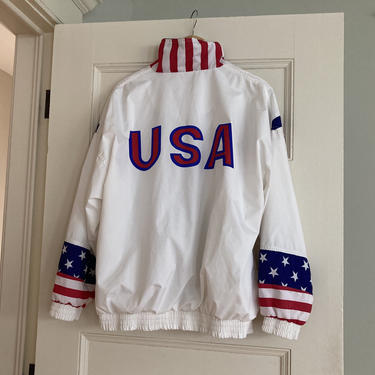 Vintage 80s USA Red, White, and Blue Windbreaker Jacket Unisex Size M L 