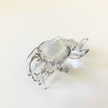 Vintage 1970s Art Glass Crab Signed by Lyn 