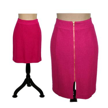 Y2K Dark Pink Midi Skirt Small, Short Pencil Skirt Size 6, Rayon Wool Blend, 2000s Clothes Women, Vintage Clothing from Banana Republic 