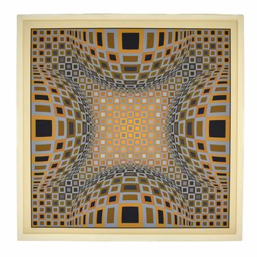 Victor Vasarely “VY - 37G” Signed L/E Op Art Lithograph Squares Converging by PrairielandArt