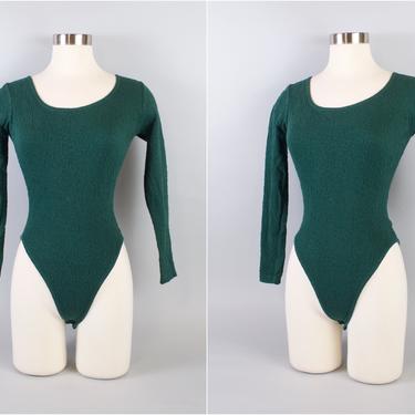 80s High Cut Bodysuit Betty Blue Green Medium 