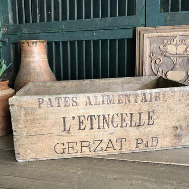 French Pasta Delivery Box, Wood Crate, Plant Holder, Storage Organizer, Farmhouse, Flower Garden Pot Display 