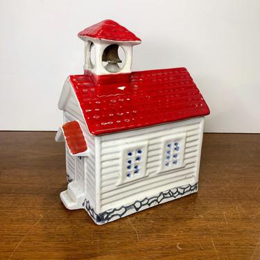 Vintage Cookie Jar Schoolhouse with Bell House of Webster Ceramics USA 