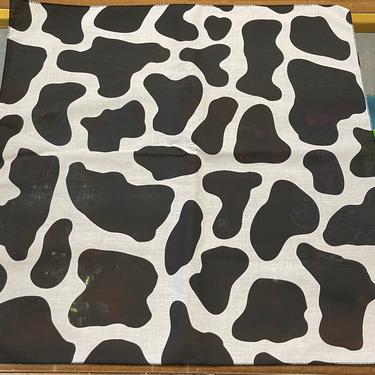 Cow print bandana Vintage 1980s Eighties Scarf Black and white Cotton Deadstock 