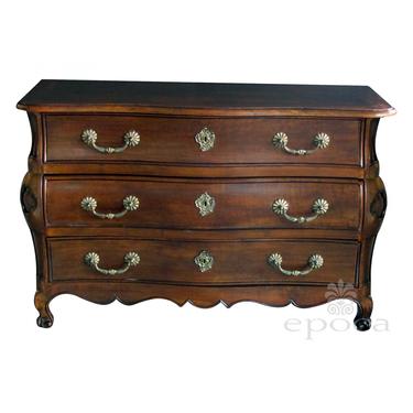 a handsome and shapely french regence style walnut 3-drawer bombé-form chest