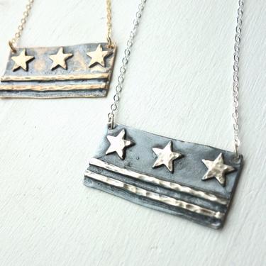 Large DC Flag Necklace in Sterling or Brass 