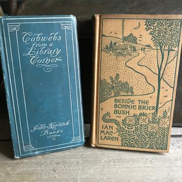 19th C Hardcover Poetry Book Pair, Poetry, Verses, Beside Bonnie Brier Bush, Cobwebs Library Corner 