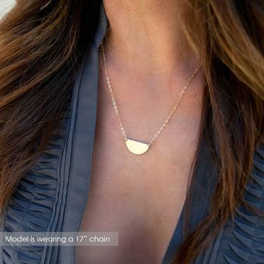 Hammered Half Circle Necklace, Half Moon Necklace, Layering Necklace, Sterling Silver,Gold Fill ,Gift for her, LEILAjewelryshop, N266 