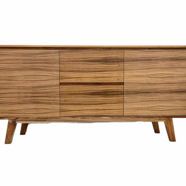 Free Shipping Within US - Sustainbly Sourced Solid Wood Mid Century Modern Style Three Door Cabinet or TV Credenza or Console or Sideboard 