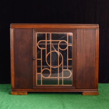 vintage Art Deco cabinet with glass door 
