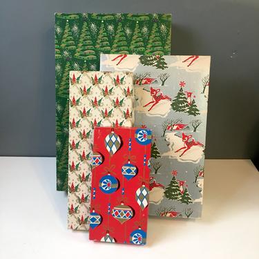 Christmas gift boxes - 4 assorted sizes - mid century vintage printed graphics 