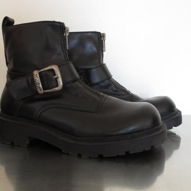 4 90s mudd chunky black boots vegan biker boots - vegan boots - vegan booties - womens size 4 boots 
