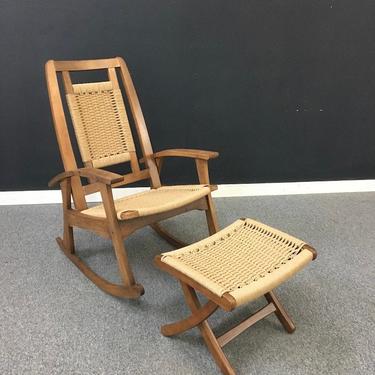 Danish Cord Rocking Chair with Ottoman 
